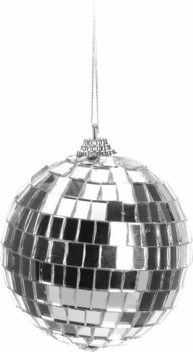 1x Zilveren disco kerstbal discobal/discobol foam 8 cm Discoballen kerstballen...