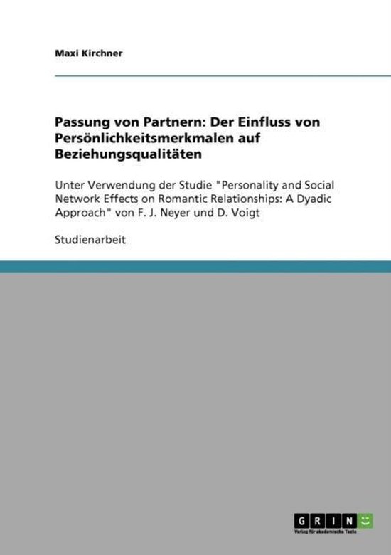 Passung von Partnern: Der Einfluss von Persönlichkeitsmerkm ... - cover
