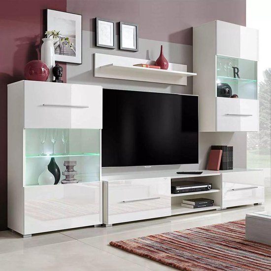 vidaXL tv-meubel met LED-verlichting wit 5-delig bol.com