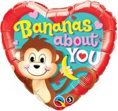 Qualatex - Folieballon Bananas about You Aapje Hartvorm 45 cm