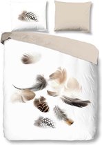 Snoozing Feathery - Flanel - Dekbedovertrek - Lits-jumeaux - 260x200/220 cm + 2 kussenslopen 60x70 cm - White