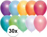 30x Gekleurde metallic ballonnen 30 cm - Feestversiering/decoratie ballonnen gekleurd