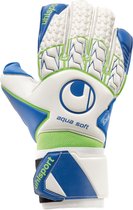 Uhlsport Aquasoft Keepershandschoenen - Wit / Blauw / Fluo Groen | Maat: 10,5