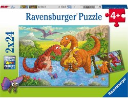 Puzzel 2x24 stukjes Vrolijke Dino AND apos;s