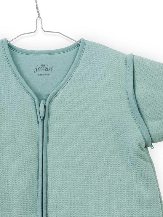 Jollein Tiny waffle Padded Babyslaapzak met afritsbare mouw - 90cm soft green