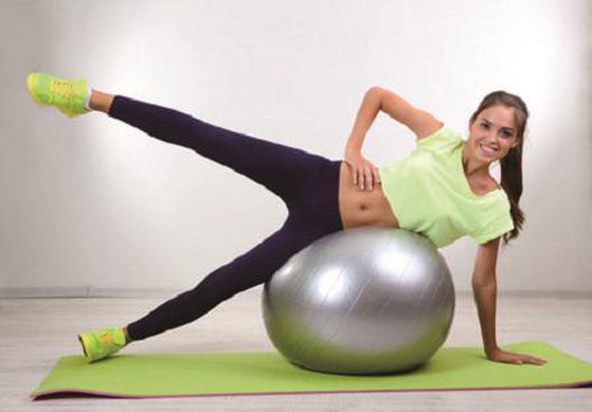 Slim Shape Yoga bal - Ø 65 cm - Zilver / Fitnesbal / sportbal / yoga / incl pomp / oefenbal / gymbal