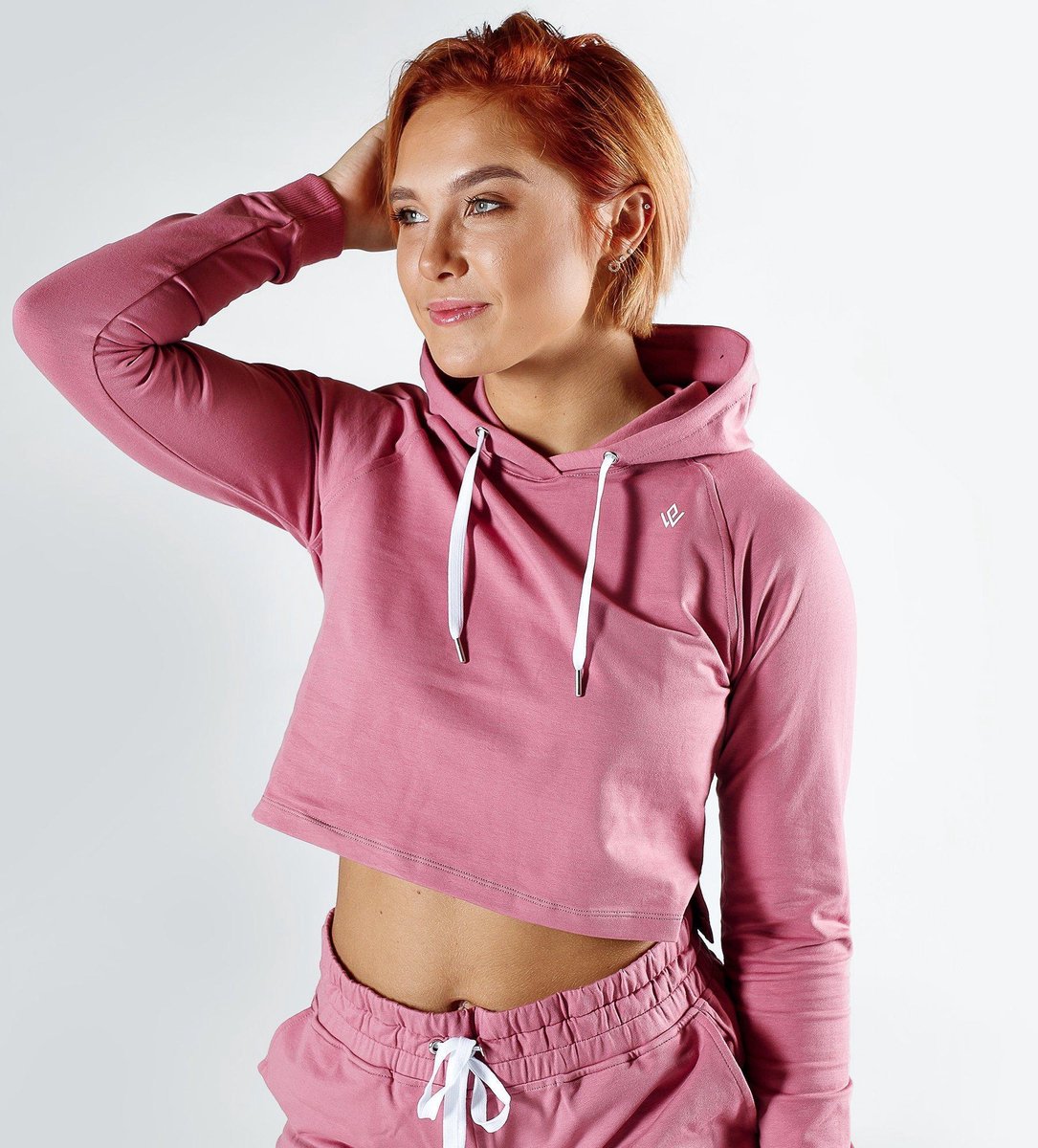 Sport Crop hoodie Dames Roze - Workout Empire Core Cropped Hoodie