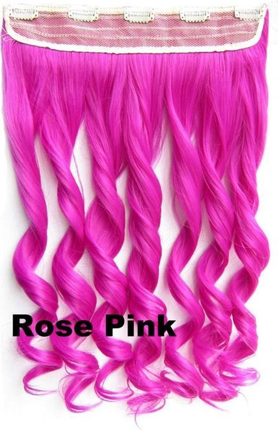 Clip in hair extensions 1 baan wavy roze - Rose Pink | bol.com