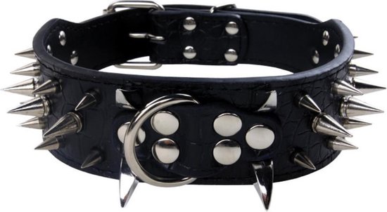 Honden halsband zwart met spikes 50 cm | bol.com