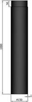 TT Kachelpijp Ø150 lengte 1000 met spie zwart - zwart -staal - 2mm - H1000 Ø150mm