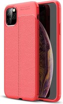 iPhone 11 Pro Max hoesje - gel case lederlook - rood - GSM Hoesje - Telefoonhoesje Geschikt Voor: Apple iPhone 11 Pro Max