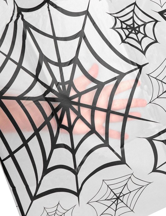 Halloween tafelkleed met zwarte spinnenwebben - Feestdecoratievoorwerp - Generik
