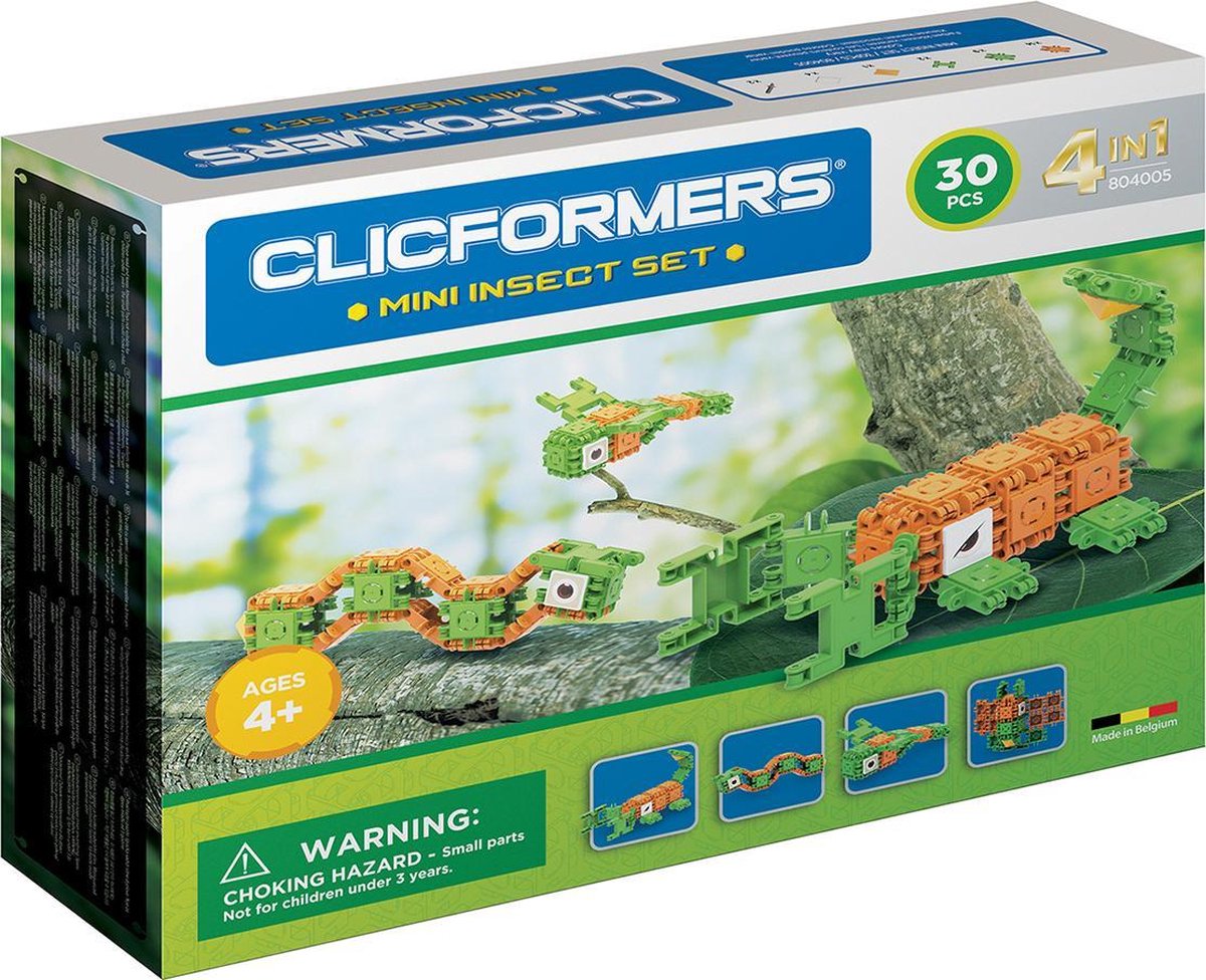 Afbeelding van product Clicformers bouwblokken - Mini Insect 30 pcs bouwset - gepatenteerd constructie speelgoed - made in Belgium bouwspeelgoed