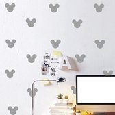 Zilver Muursticker Mickey Mouse - kinderkamer stikker Mickeymouse - wandversiering disney - mickey voor de kids - 12 stuks van 6,5 x 8cm