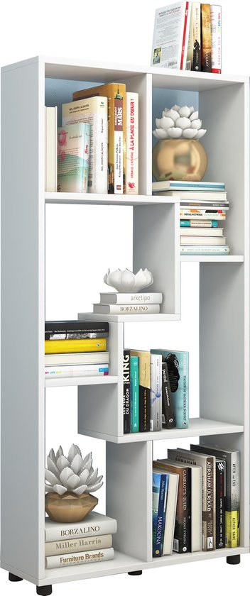 Roomdivider – open wandkast – boekenkast design – 5 vakken – wit