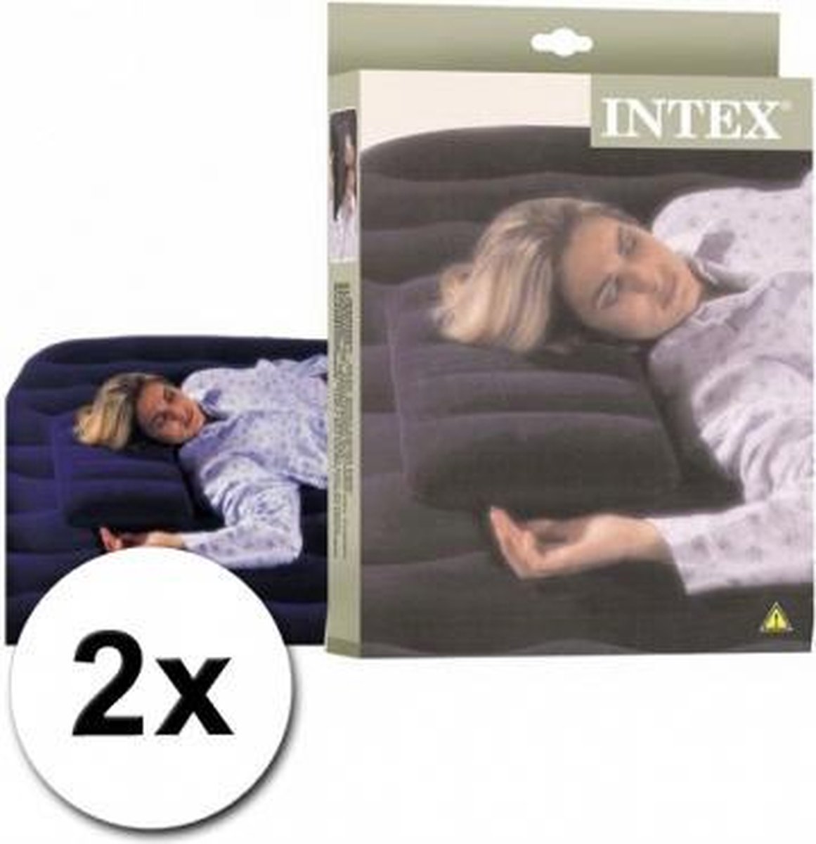 2 Opblaasbare kussens - Intex - 43 x 28 x 9 cm - Kampeerkussen - Reiskussen - Opblaasbaar - Festival - Festivalkussen