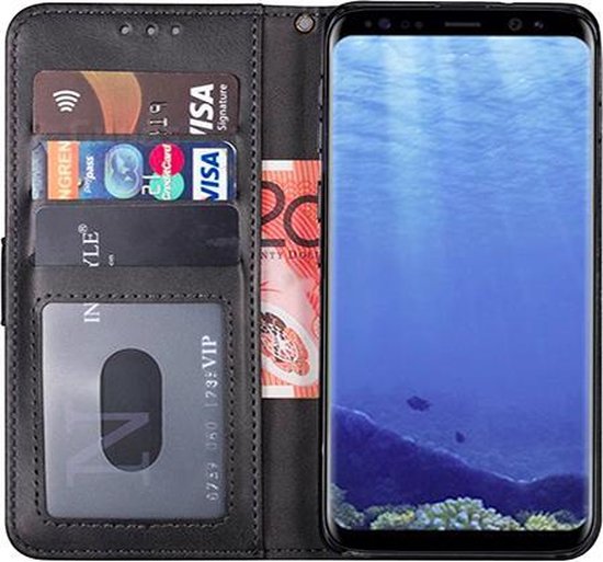 Samsung S8 Plus Hoesje - Samsung Galaxy S8 Plus hoesje bookcase met  pasjeshouder zwart... | bol.com