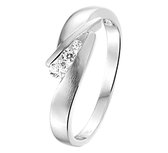 The Jewelry Collection Ring Zirkonia Poli/mat - Zilver