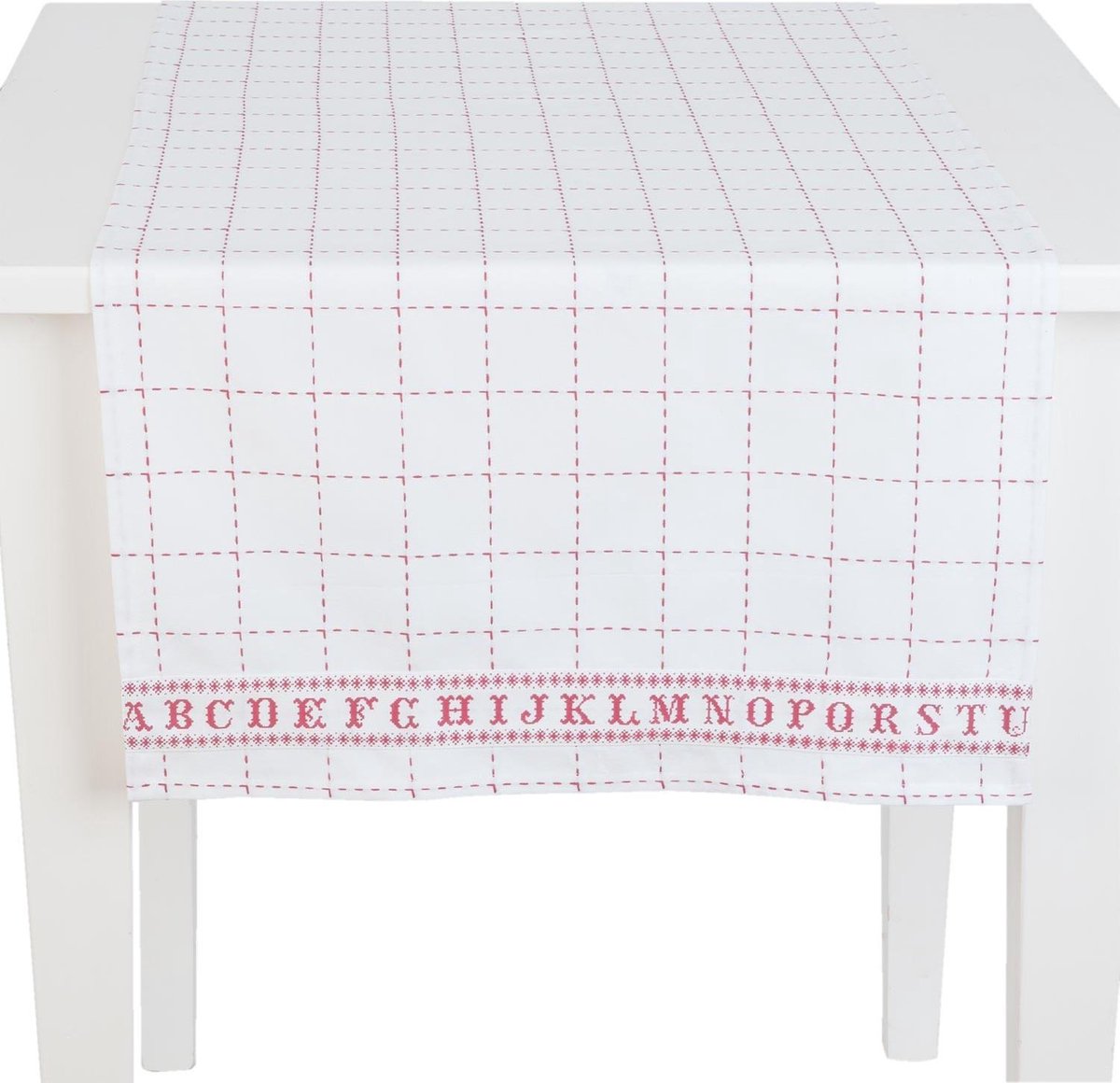 Clayre & Eef - Tafelloper - Kruissteek patroon - Rood - 50 x 140 cm