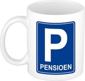 Verkeersbord P blauw pensioen cadeau mok - Gepensioneerd / pensionaris cadeaus