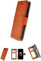 Echt Leder Lichtbruin Wallet Bookcase Pearlycase® Cover voor Apple iPhone 7