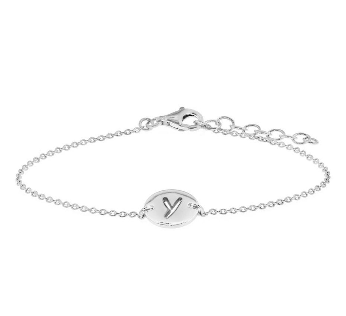 The Fashion Jewelry Collection Armband Letter Y 1,3 mm 15,5 + 2,5 cm - Zilver