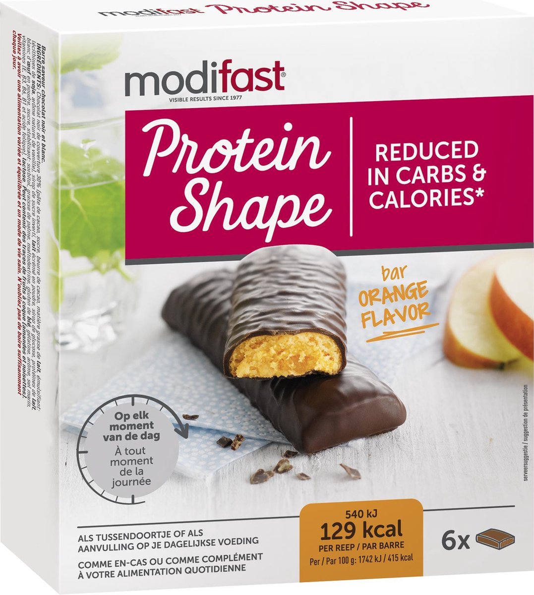 Goedkoopste Modifast Protein Shape - Reep Sinaas & Pure Chocolade - 6 stuks - Eiwitreep