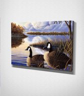 River Birds - Painting Canvas - 100 x 70 cm - Schilderij - Canvas - Slaapkamer - Wanddecoratie  - Slaapkamer - Foto op canvas