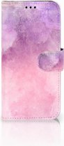 Geschikt voor Samsung Galaxy J5 2017 Wallet Book Case Hoesje Design Pink Purple Paint