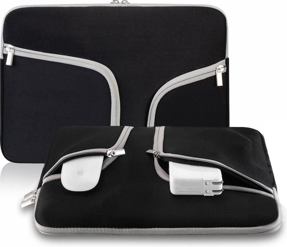 Laptop Sleeve met rits voor o.a. voor MacBook Pro 13 / MacBook Retina 13 inch - Laptoptas - Zwart