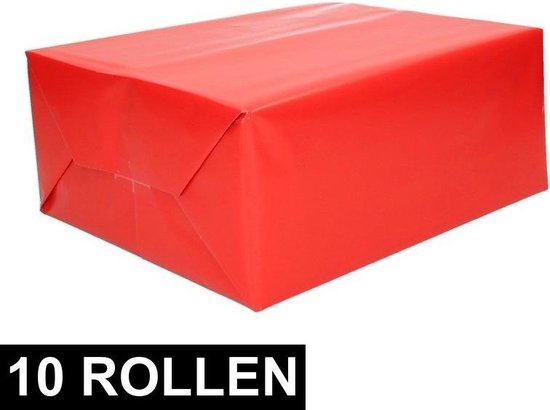 10x Inpakpapier rood x 200 cm op rol - cadeaupapier / kadopapier | bol.com