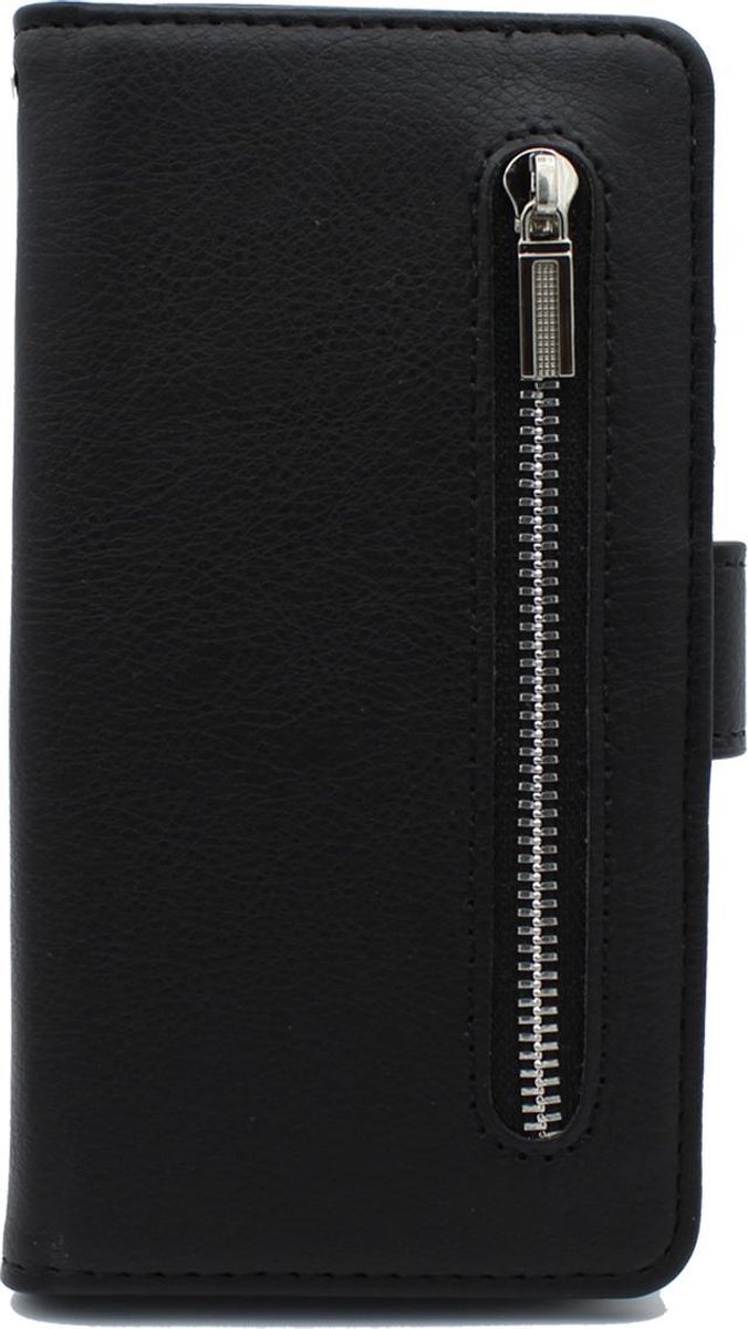 iPhone 11 Pro Max Hoesje - Luxe Kunstlederen Portemonnee Book Case met Rits - Zwart