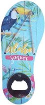Flessenopener met tropische print Toekan - Multicolor - Hout - 18 x 7.5 cm