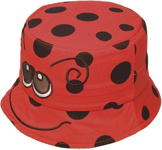 Chapeau de soleil coccinelle - rouge à pois noirs - taille 52 -