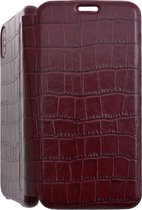 iPhone Xs Max Bookcase hoesje - Graffi - Croco Bordeaux (Croco) - Leer