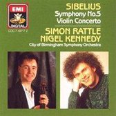 Sibelius: Symphony no 5, Violin Concerto / Rattle, Kennedy, CBSO