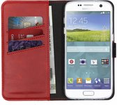 Samsung Galaxy S7 Hoesje met Pasjeshouder - Selencia Echt Lederen Booktype - Rood