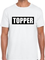 Topper  in kader shirt heren wit  / Topper in zwarte balk wit shirt heren XL