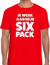 Ik werk aan mijn SIX Pack heren T-shirt rood XL