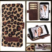 Echt Leer cover -  iPhone 6S Plus cover - Lederen Book Case Luipaard - WalletCase (Leopard)