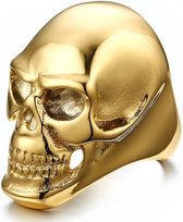 Bague pour homme en acier Skull Gold-18mm