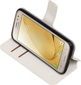 Wit Samsung Galaxy J2 2016 TPU wallet case booktype hoesje HM Book