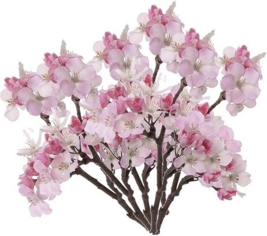 6 Stuks roze kunstbloemen appelbloesem takken van 36 cm - Kunstbloemen/Nepbloemen