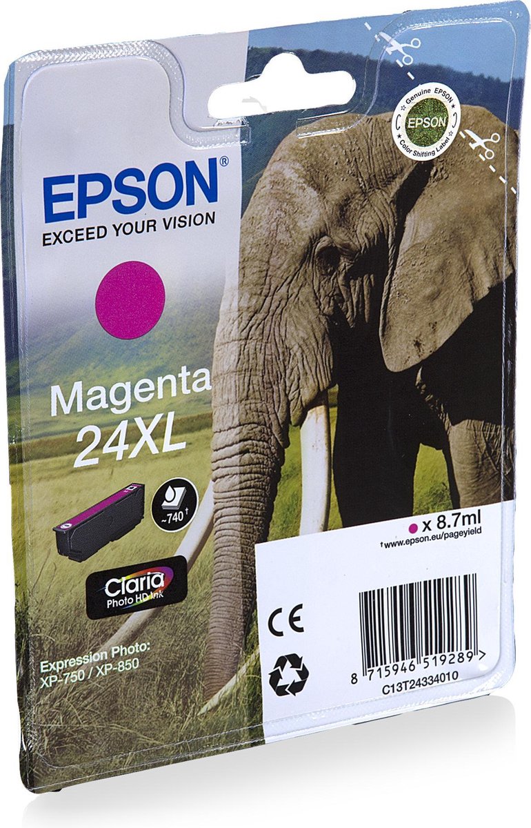 24XL inktcartridge magenta high capacity 8.7ml 740 pagina's 1-pack blister zonder alarm