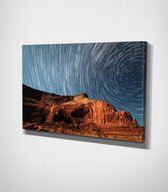 Mountain Under Starry Sky - 100 x 70 cm - Landschap - Schilderij - Canvas - Slaapkamer - Wanddecoratie  - Slaapkamer - Foto op canvas