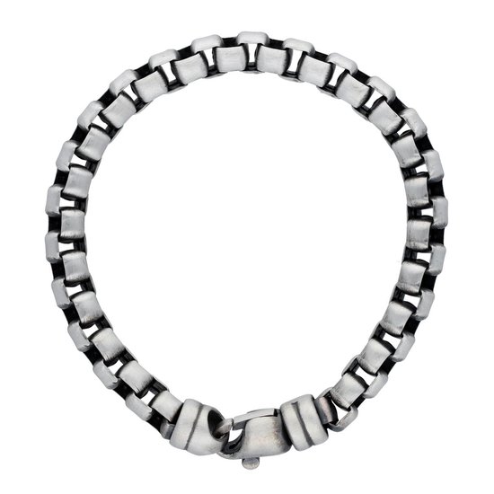 Classics&More herenarmband - zilver geoxideerd - ventiaanse schakel 7 mm - 21 cm