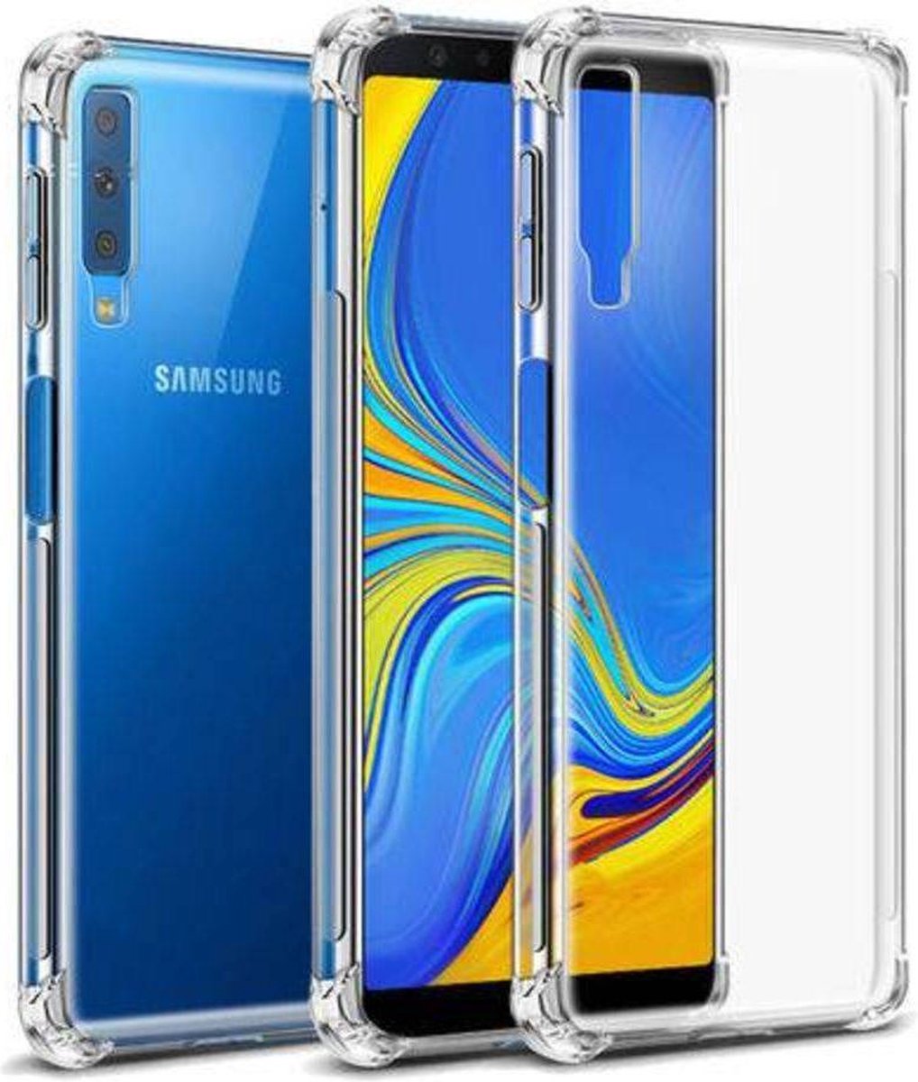 Hoesje - Geschikt voor Samsung Galaxy A7 2018 - Sterk & Shockproof - Siliconen Shock Case - Hoes Cover - Telefoonhoes - Transparant