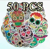 50 mexicaanse gekleurde schedel stickers voor Agenda laptop muur skateboard koffer etc.