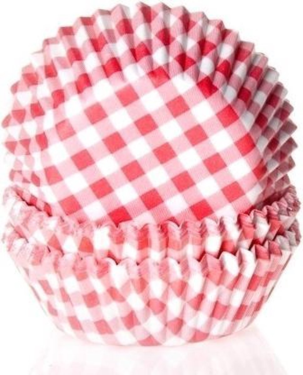 House of Marie Cupcake Vormpjes Ruit Rood - pk/50