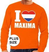 Oranje I love Maxima grote maten sweatshirt heren - Oranje Koningsdag/ Holland supporter kleding XXXL